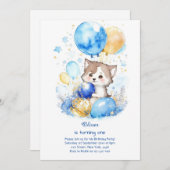 Wolf eerste verjaardag uitnodiging (Voorkant / Achterkant)