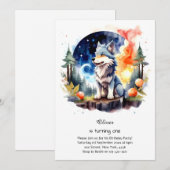 Wolf eerste verjaardag uitnodiging (Voorkant / Achterkant)