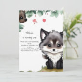 Wolf eerste verjaardag uitnodiging (Staand voorkant)