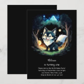 Wolf eerste verjaardag uitnodiging (Voorkant / Achterkant)