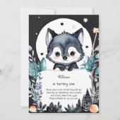 Wolf eerste verjaardag uitnodiging (Voorkant)