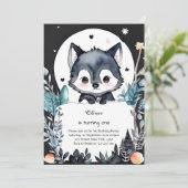 Wolf eerste verjaardag uitnodiging (Staand voorkant)