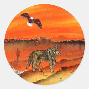Wolf en adelaar ronde sticker