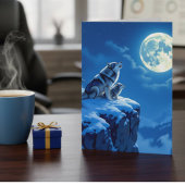 Wolf en Baby Cub Howling Vaderdag Kaart