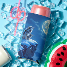 Wolf en Baby Cub huilen bij volle maan