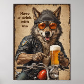 Wolf en bier poster (Voorkant)
