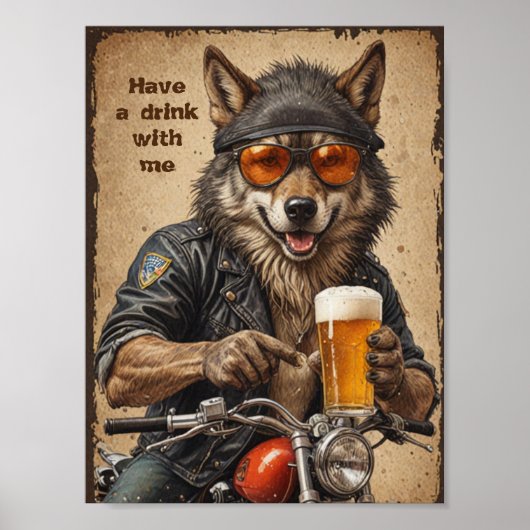 Wolf en bier poster (Voorkant)