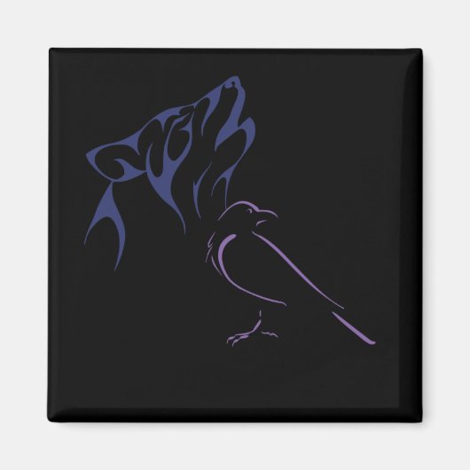 Wolf en Bird Magneet (Voorkant)