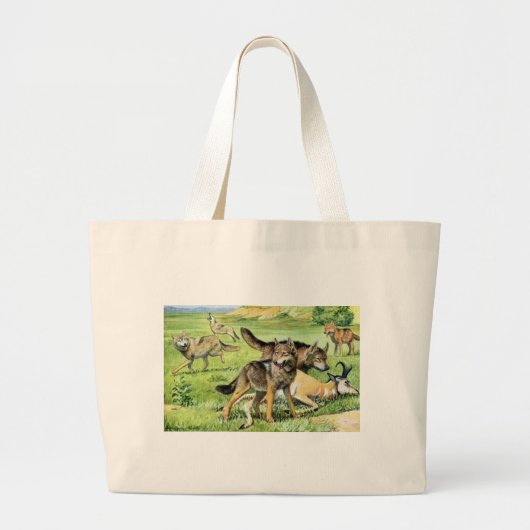 Wolf en Coyote Bag Grote Tote Bag (Voorkant)