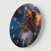 Wolf en de maan om middernacht grote klok (Hoek)