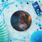 Wolf en de maan om middernacht papieren bordje (Feest)