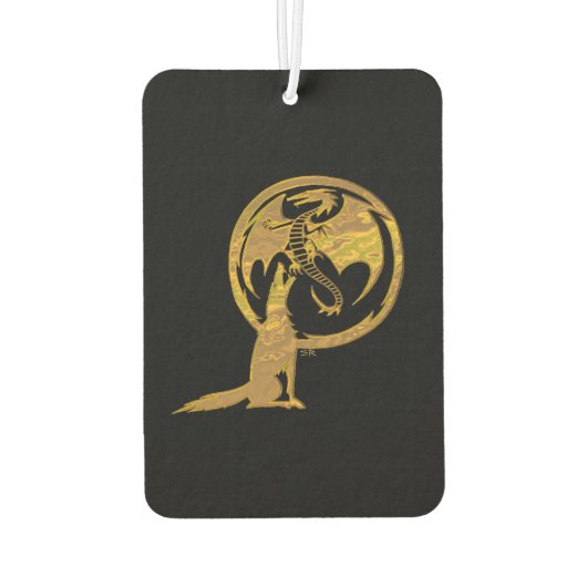 Wolf en Dragon gouden zwarte auto luchtverfrisser (Achterkant)