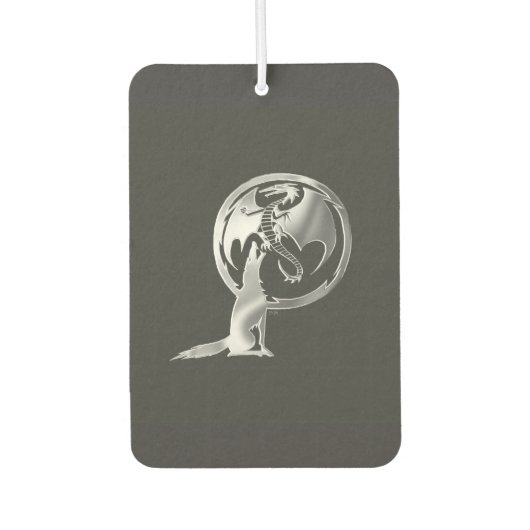 Wolf en Dragon Pewter auto luchtverfrisser (Voorkant)