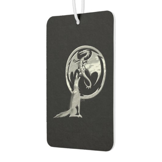 Wolf en Dragon zilveren zwarte auto luchtverfrisse Luchtverfrisser (Links)