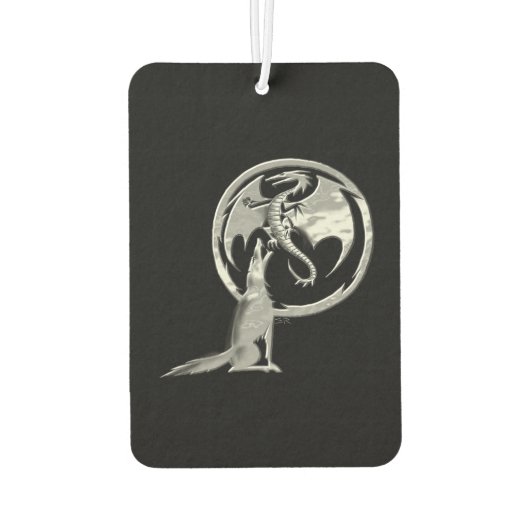 Wolf en Dragon zilveren zwarte auto luchtverfrisse Luchtverfrisser (Achterkant)