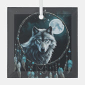 Wolf en Dreamcatcher Kerst Spiritueel Glas Ornament (Voorkant)