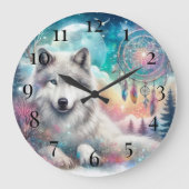 Wolf en Dreamcatcher met de maan Grote Klok (Voorkant)