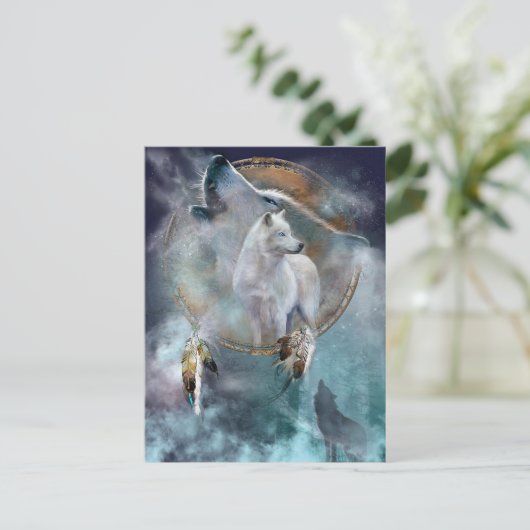 Wolf en Dreamweaver Briefkaart (Staand voorkant)