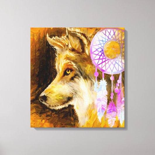 Wolf en Dreamweaver Canvas Afdruk (Voorkant)