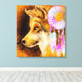 Wolf en Dreamweaver Canvas Afdruk (Insitu (Houten vloer))