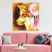 Wolf en Dreamweaver Canvas Afdruk (Insitu (Woonkamer))