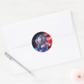 Wolf en Dreamweaver schilderen onder Amerikaanse v Ronde Sticker (Envelop)