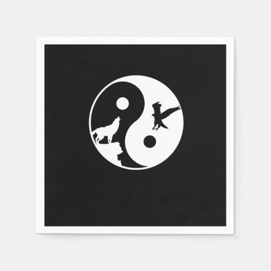 Wolf en Eagle Yin Yang Symbol Harmony Meditation Servet (Voorkant)