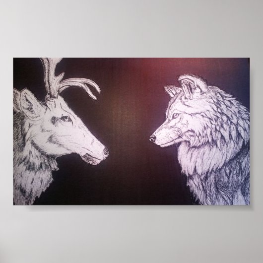 Wolf en Elk Poster (Voorkant)