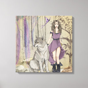 Wolf en Fairy Canvas Afdruk