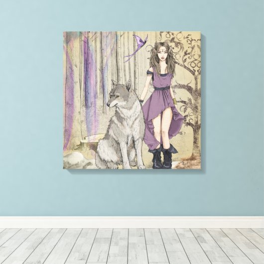 Wolf en Fairy Canvas Afdruk (Insitu (Houten vloer))