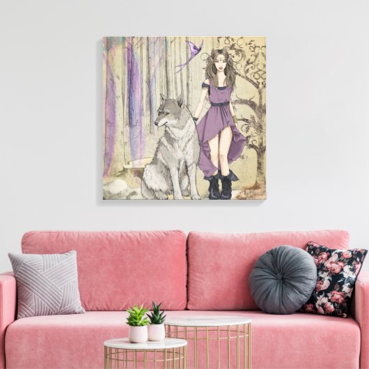 Wolf en Fairy Canvas Afdruk (Insitu (Woonkamer))