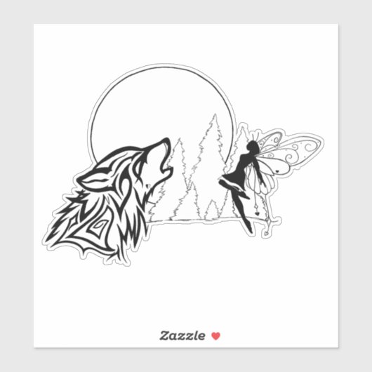 Wolf en Fairy Custom-Cut Vinyl Sticker (Vel)