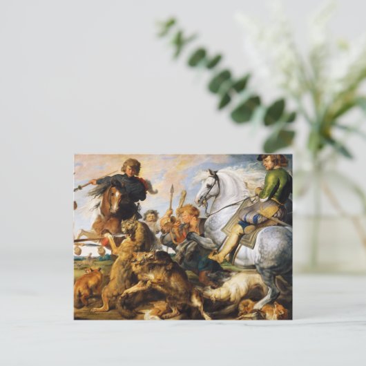 Wolf en Fox jagen Peter Paul Rubens meesterwerk Briefkaart (Staand voorkant)