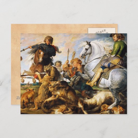 Wolf en Fox jagen Peter Paul Rubens meesterwerk Briefkaart (Voorkant / Achterkant)