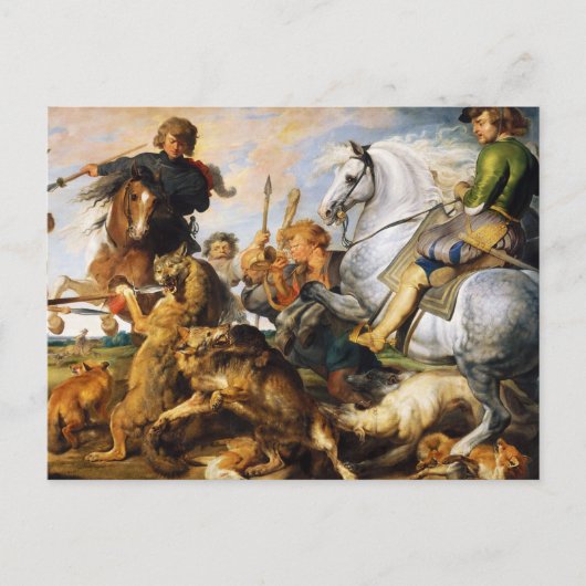 Wolf en Fox jagen Peter Paul Rubens meesterwerk Briefkaart (Voorkant)