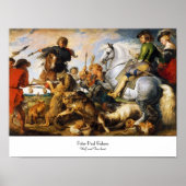 Wolf en Fox jagen Peter Paul Rubens meesterwerk Poster (Voorkant)