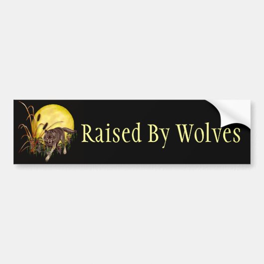 Wolf en Full Moon Bumpersticker (Voorkant)