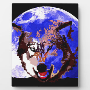 Wolf en Full Moon Fotoplaat