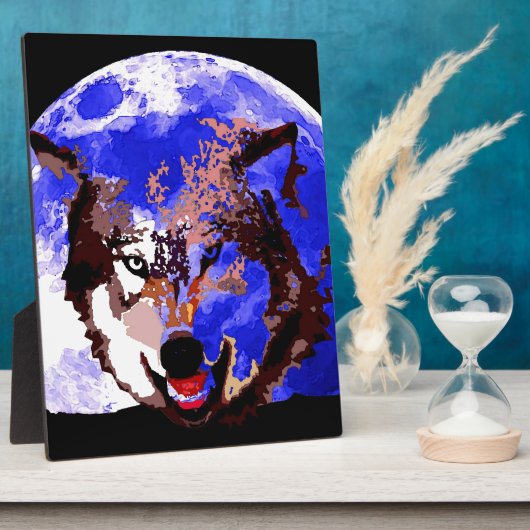 Wolf en Full Moon Fotoplaat (Zijkant)