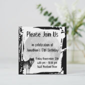 Wolf en Full Moon Gothic Birthday Invitation Kaart (Staand voorkant)