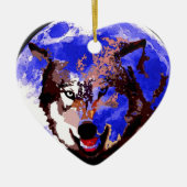 Wolf en Full Moon Keramisch Ornament (Voorkant)
