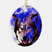 Wolf en Full Moon Keramisch Ornament (Rechts)