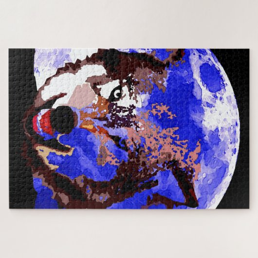 Wolf en Full Moon Legpuzzel (Horizontaal)