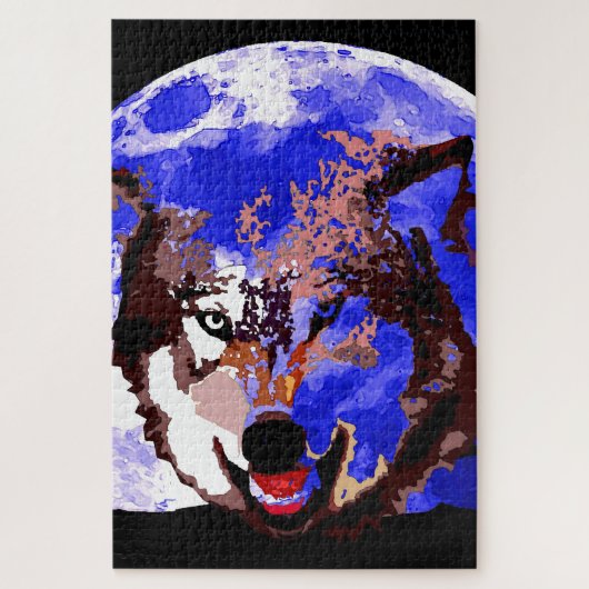 Wolf en Full Moon Legpuzzel (Verticaal)