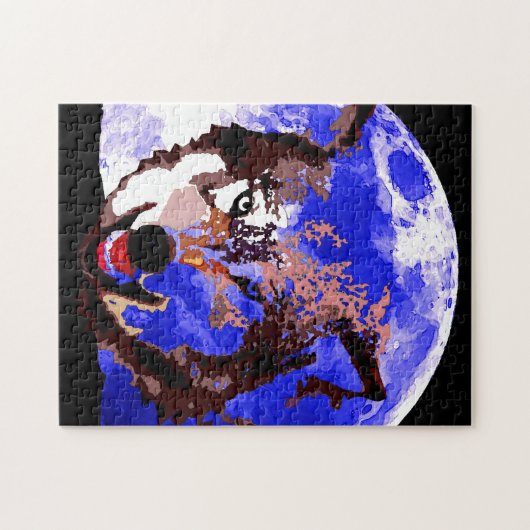 Wolf en Full Moon Legpuzzel (Horizontaal)