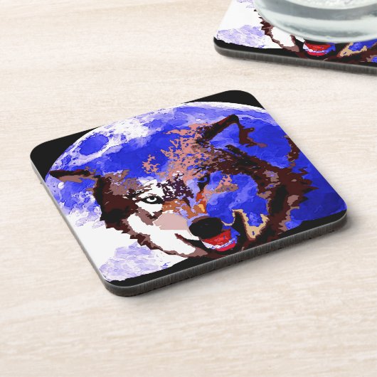 Wolf en Full Moon Onderzetter (Linkerzijde)