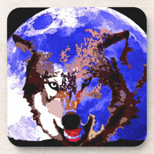 Wolf en Full Moon Onderzetter