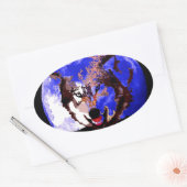 Wolf en Full Moon Ovale Sticker (Envelop)