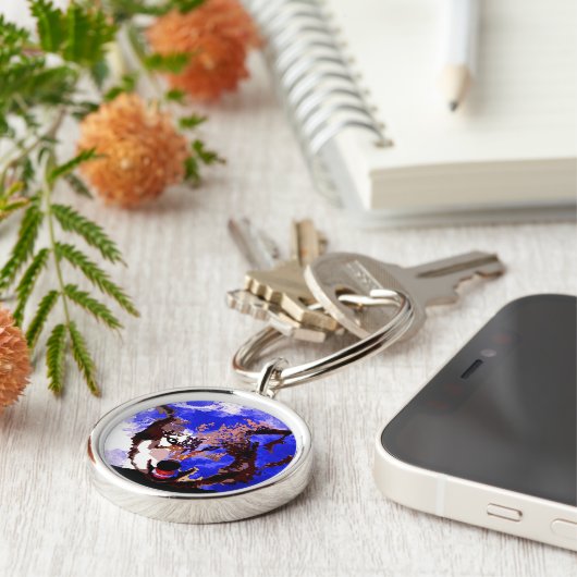 Wolf en Full Moon Sleutelhanger (Zijkant)