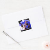 Wolf en Full Moon Vierkante Sticker (Envelop)
